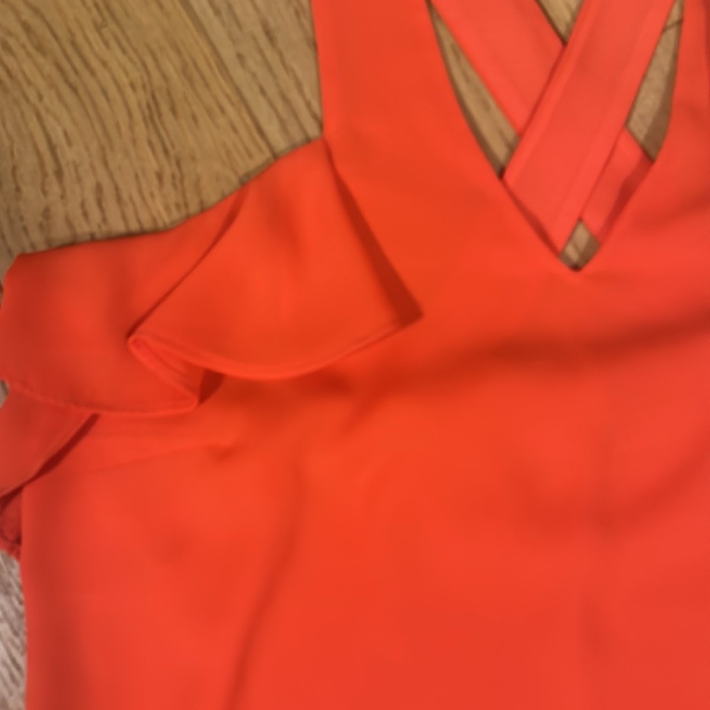 Crosby by Mollie Burch Orange Ruffle Tank Top Open Back Medium - Picture 7 of 10